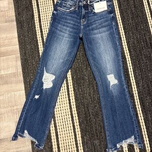 Lovervet by Vervet Mid rise destroyed crop flare jeans  sz 1/25